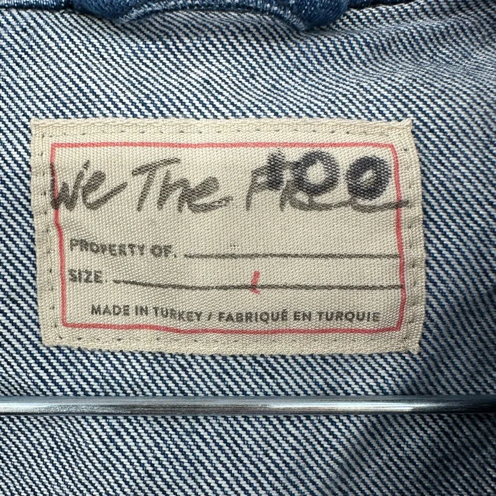 Free People We The Free Now Or Never Denim‎ Jacket Cropped Size Large Women's - Picture 4 of 5